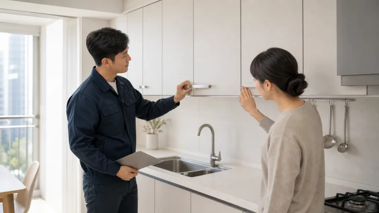 싱크대 문짝 교체 과정과 마감 확인